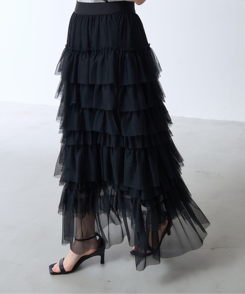 &. NOSTALGIA（アンドドットノスタルジア）の「【ZOZO限定】チュールティアードスカート（スカート・レディース・ブラック/グレー・M）」の9枚目の写真