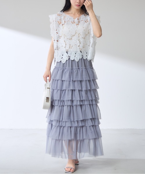 &. NOSTALGIA（アンドドットノスタルジア）の「【ZOZO限定】チュールティアードスカート（スカート・レディース・ブラック/グレー・M）」の11枚目の写真