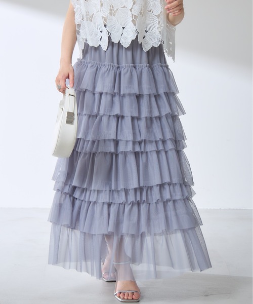 &. NOSTALGIA（アンドドットノスタルジア）の「【ZOZO限定】チュールティアードスカート（スカート・レディース・ブラック/グレー・M）」の15枚目の写真