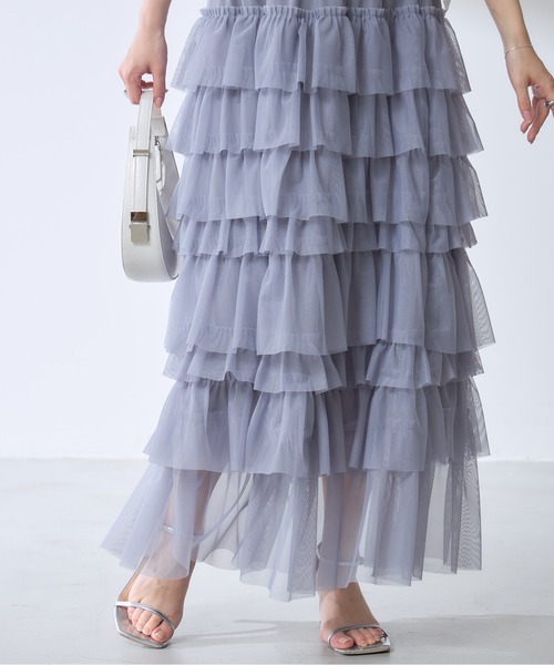 &. NOSTALGIA（アンドドットノスタルジア）の「【ZOZO限定】チュールティアードスカート（スカート・レディース・ブラック/グレー・M）」の16枚目の写真
