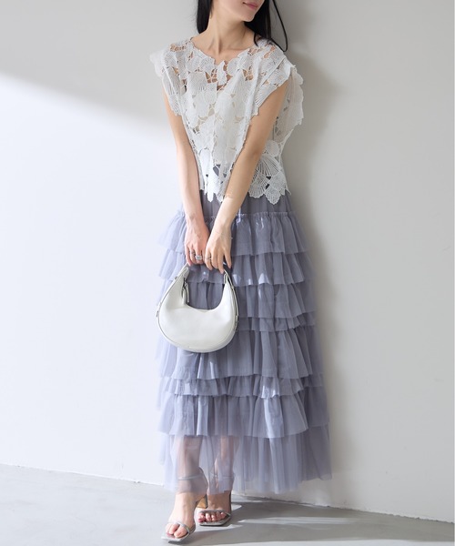 &. NOSTALGIA（アンドドットノスタルジア）の「【ZOZO限定】チュールティアードスカート（スカート・レディース・ブラック/グレー・M）」の17枚目の写真