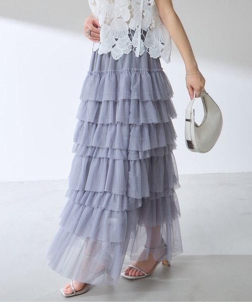 &. NOSTALGIA（アンドドットノスタルジア）の「【ZOZO限定】チュールティアードスカート（スカート・レディース・ブラック/グレー・M）」の18枚目の写真