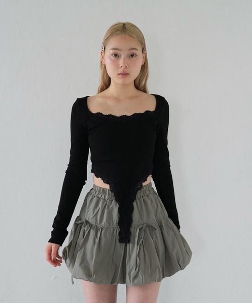 Uenui(ウニュイ)の「lace body suit tops(Tシャツ/カットソー・レディース・ブラック/ホワイト・FREE)」の2枚目の写真