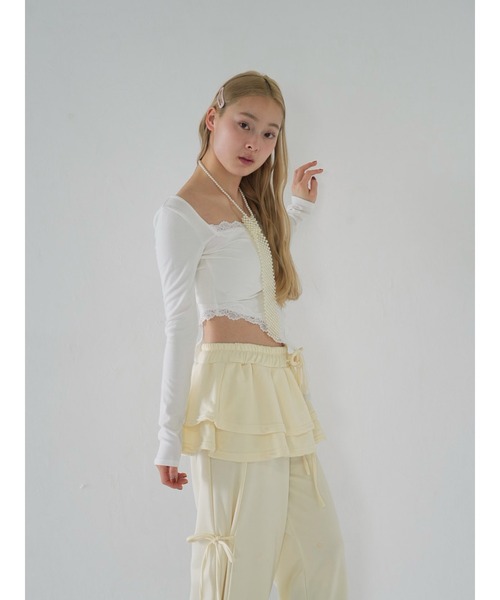 Uenui(ウニュイ)の「lace body suit tops(Tシャツ/カットソー・レディース・ブラック/ホワイト・FREE)」の4枚目の写真