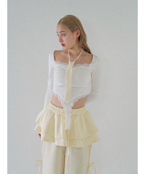 Uenui(ウニュイ)の「lace body suit tops(Tシャツ/カットソー・レディース・ブラック/ホワイト・FREE)」の3枚目の写真