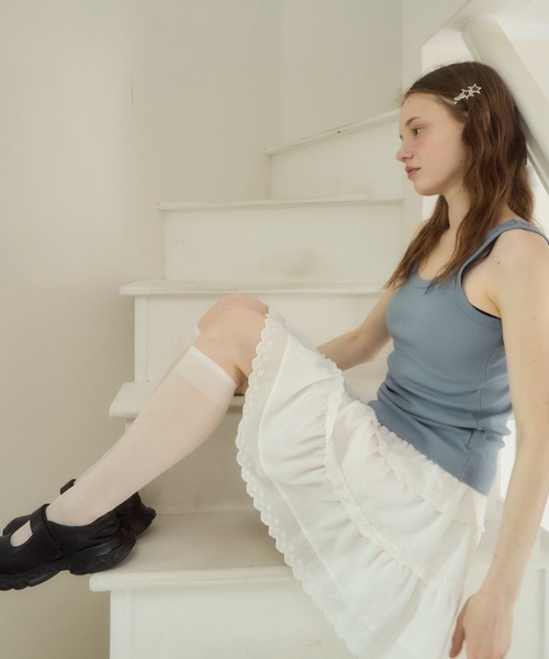 Birthday room（バースデイルーム）の「シアーハイソックス/sheer high socks（ソックス/靴下・レディース・ホワイト/ブラック・FREE）」の6枚目の写真