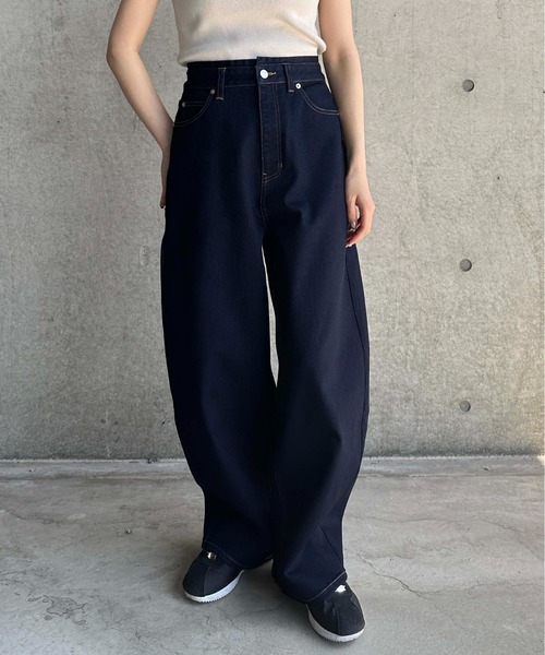 美品 マザー カーブサイド バレルレッグ バルーン デニム パンツ 23 KOBE LETTUCE デニムパンツ レディース カーブパンツ カーブ