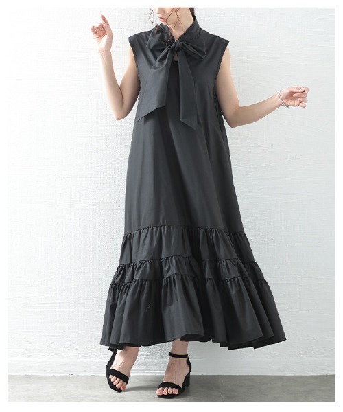 Sawa a la mode(サワアラモード)の「ボウタイティアードワンピース(ワンピース・レディース・ピンク/ブルー/ブラック・FREE)」の10枚目の写真