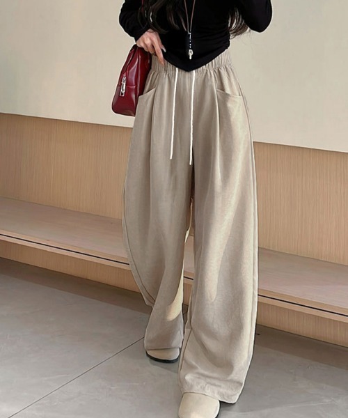 Miniministore(ミニミニストア)の「ワイドパンツウエストゴムストレートパンツ(スラックス・レディース・オフホワイト/ブラック/ブルーグレー/ベージュ/ピンク・FREE)」の20枚目の写真