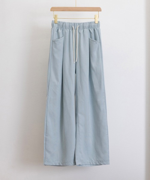 Miniministore(ミニミニストア)の「ワイドパンツウエストゴムストレートパンツ(スラックス・レディース・オフホワイト/ブラック/ブルーグレー/ベージュ/ピンク・FREE)」の9枚目の写真