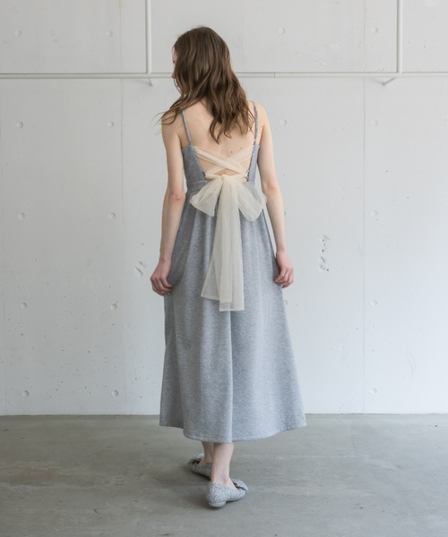 idem（イデム）の「tulle ribbon sweat cami onepiece／バック