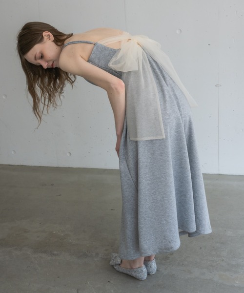 卸売 tulle onepiece／バックリボンスウェット cami sweat ribbon ワンピース