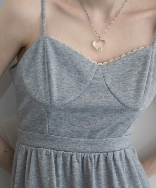 idem（イデム）の「tulle ribbon sweat cami  onepiece／バックリボンスウェットワンピ（ワンピース・レディース・ネイビー/グレー・FREE）」の10枚目の写真