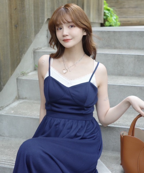 idem（イデム）の「tulle ribbon sweat cami  onepiece／バックリボンスウェットワンピ（ワンピース・レディース・ネイビー/グレー・FREE）」の17枚目の写真