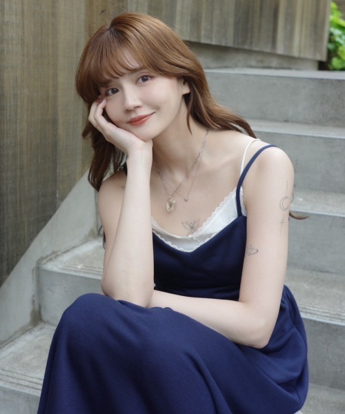 idem（イデム）の「tulle ribbon sweat cami  onepiece／バックリボンスウェットワンピ（ワンピース・レディース・ネイビー/グレー・FREE）」の18枚目の写真