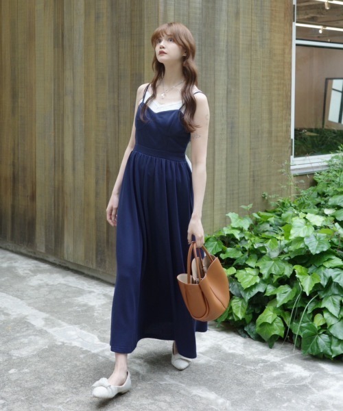 tulle ribbon sweat cami onepiece – idem