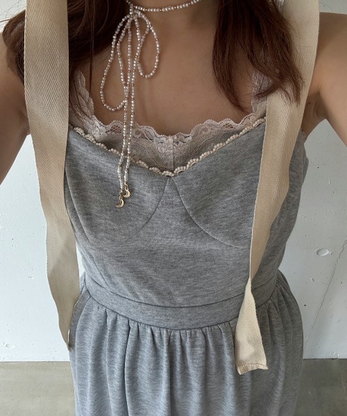 idem（イデム）の「tulle ribbon sweat cami  onepiece／バックリボンスウェットワンピ（ワンピース・レディース・ネイビー/グレー・FREE）」の21枚目の写真