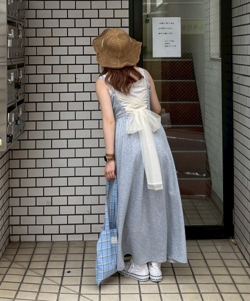 tulle ribbon sweat cami onepiece／バックリボンスウェット