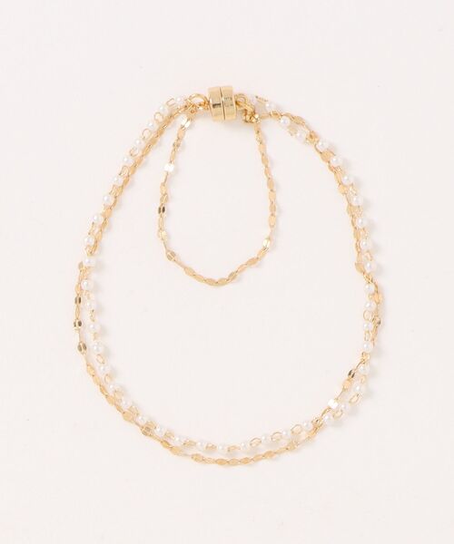 Three Four Time（ｽﾘｰﾌｫｰﾀｲﾑ）の「ミニパール×チェーンマグネットブレスレット（ブレスレット・レディース・ゴールド/ピンクゴールド・FREE）」の7枚目の写真