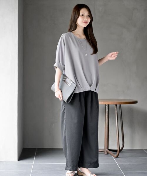 rps（アールピーエス）の「フロントタックワイドイージーパンツ（その他パンツ・レディース・ベージュ/チャコールグレー/アイボリー/ブラック・フリー）」の7枚目の写真