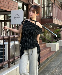 RAY CASSIN | 【マルチウェイ/チョーカー付き】裾フリルドロストTシャツ(Tシャツ/カットソー)