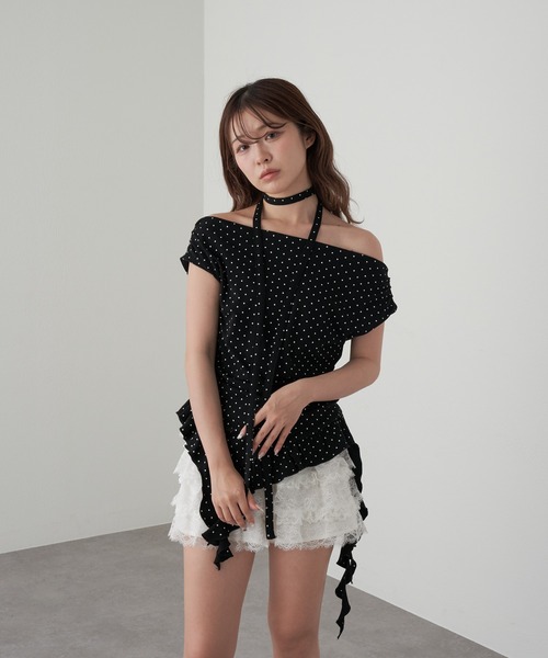 RAY CASSIN（レイカズン）の「【マルチウェイ/チョーカー付き】裾フリルドロストTシャツ（Tシャツ/カットソー・レディース・ホワイト系その他3/ブラック系その他3/ブラック系その他2/ブルー系その他2/カーキ・FREE）」の22枚目の写真