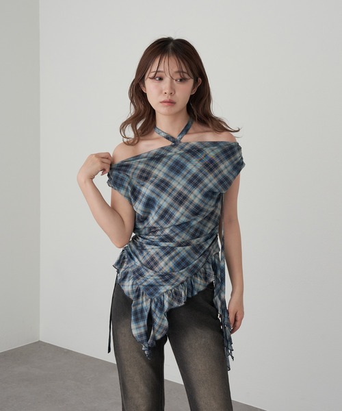 RAY CASSIN（レイカズン）の「【マルチウェイ/チョーカー付き】裾フリルドロストTシャツ（Tシャツ/カットソー・レディース・ホワイト系その他3/ブラック系その他3/ブラック系その他2/ブルー系その他2/カーキ・FREE）」の20枚目の写真