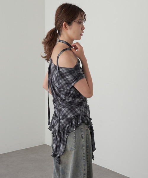 RAY CASSIN（レイカズン）の「【マルチウェイ/チョーカー付き】裾フリルドロストTシャツ（Tシャツ/カットソー・レディース・ホワイト系その他3/ブラック系その他3/ブラック系その他2/ブルー系その他2/カーキ・FREE）」の13枚目の写真