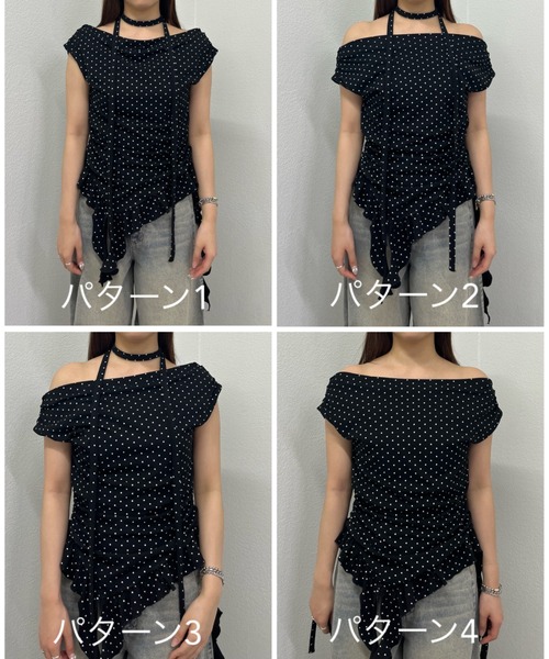 RAY CASSIN（レイカズン）の「【マルチウェイ/チョーカー付き】裾フリルドロストTシャツ（Tシャツ/カットソー・レディース・ホワイト系その他3/ブラック系その他3/ブラック系その他2/ブルー系その他2/カーキ・FREE）」の6枚目の写真