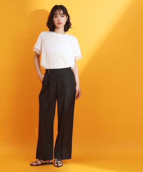 THE SHOP TK (ザ ショップ ティーケー )の「麻調ピンタックワイドパンツ【洗濯機OK】(その他パンツ・レディース・ブラック/ブラウン系その他/ベージュ・11/12/13)」の6枚目の写真