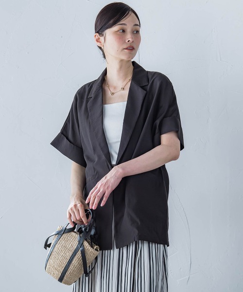 LAUTREAMONT（ロートレアモン）の「【WEB限定】シアースラブジャケット≪手洗い可能≫（その他アウター・レディース・グレー/ブラック/ライトブルー・11号/9号）」の2枚目の写真