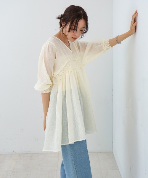 チュニックワンピース ループ編みチュニックワンピース - HIAND