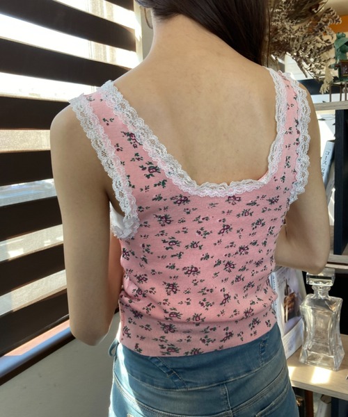 Loco Ocean(ロコオーシャン)の「小花柄レース 太ストラップ タンクトップ 夏服(タンクトップ・レディース・ホワイト/ピンク/ブラック・FREE)」の16枚目の写真