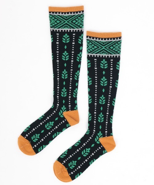 チチカカ（チチカカ）の「キカフラワーライン着圧ソックス（ソックス/靴下・レディース・ブルーグリーン/ブラック・FREE）」の5枚目の写真