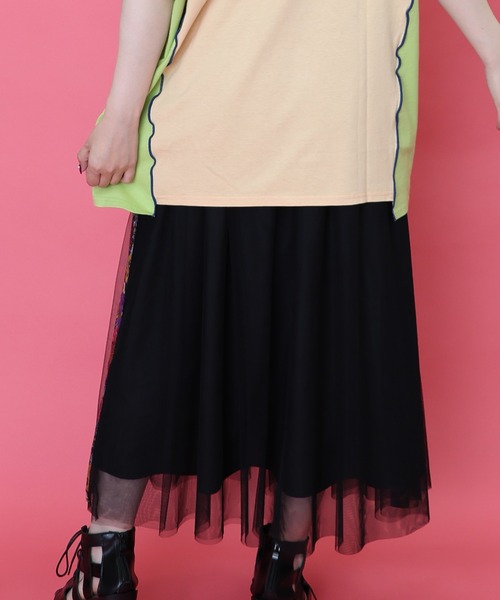 ScoLar（スカラー）の「152702：サイド切替POP柄チュールスカート（スカート・レディース・ブルー/ピンク/ブラック・M）」の13枚目の写真