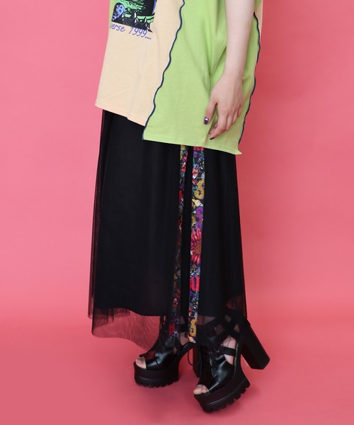 ScoLar（スカラー）の「152702：サイド切替POP柄チュールスカート（スカート・レディース・ブルー/ピンク/ブラック・M）」の12枚目の写真