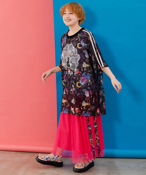 ScoLar（スカラー）の「152702：サイド切替POP柄チュールスカート（スカート・レディース・ブルー/ピンク/ブラック・M）」の15枚目の写真