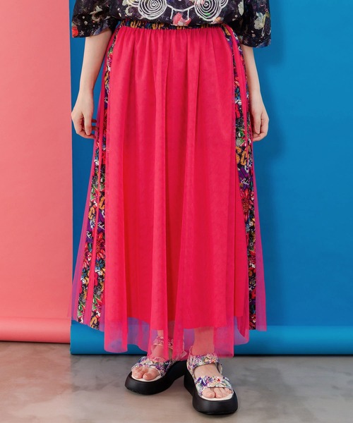 ScoLar（スカラー）の「152702：サイド切替POP柄チュールスカート（スカート・レディース・ブルー/ピンク/ブラック・M）」の16枚目の写真