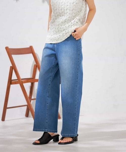 a.v.v(アーヴェヴェ)の「【接触冷感/ストレッチ】デニムワイドパンツ(デニムパンツ・レディース・ネイビー/ブルー・36/40/38/42/34)」の11枚目の写真
