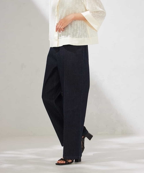 a.v.v(アーヴェヴェ)の「【接触冷感/ストレッチ】デニムワイドパンツ(デニムパンツ・レディース・ネイビー/ブルー・36/40/38/42/34)」の5枚目の写真