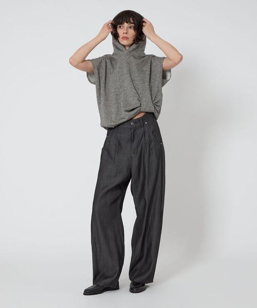ASTRAET(アストラット)の「<ASTRAET>ラメ ウラケ フーデッド ノースリーブプルオーバー(Tシャツ/カットソー・レディース・ダークグレー/ライトグレー・FREE)」の12枚目の写真