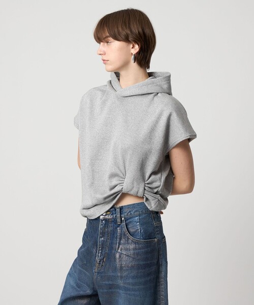 ASTRAET(アストラット)の「<ASTRAET>ラメ ウラケ フーデッド ノースリーブプルオーバー(Tシャツ/カットソー・レディース・ダークグレー/ライトグレー・FREE)」の13枚目の写真