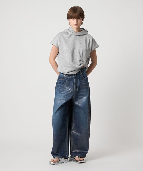 ASTRAET(アストラット)の「<ASTRAET>ラメ ウラケ フーデッド ノースリーブプルオーバー(Tシャツ/カットソー・レディース・ダークグレー/ライトグレー・FREE)」の3枚目の写真