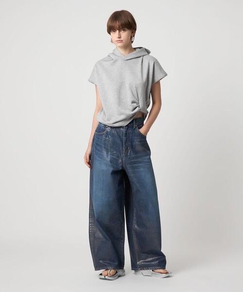 ASTRAET(アストラット)の「<ASTRAET>ラメ ウラケ フーデッド ノースリーブプルオーバー(Tシャツ/カットソー・レディース・ダークグレー/ライトグレー・FREE)」の4枚目の写真