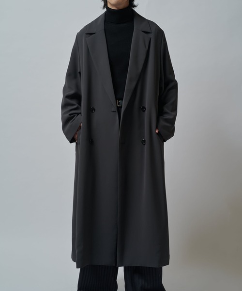 【中古】2020AW ETHOSENS × Lui's エトセンス ルイス ダブルブレストコート M BLACK ブラック /◆ セール】ベーシックロングトレンチコート（トレンチコート）｜Lui's