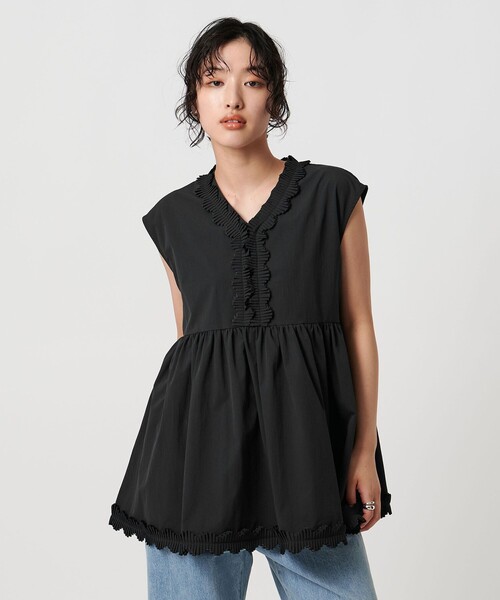 ブラウス シャツ プリーツVネックノースリーブブラウス レディース UNITED ARROWS ブラウス シャツ タックプリーツフリル Vネック