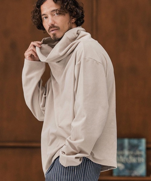 CAMBIO(カンビオ)の「mlt5298-起毛ドレープネックカットソー(Tシャツ/カットソー・メンズ・グレー/ブラック/ベージュ・S/M/L)」の1枚目の写真
