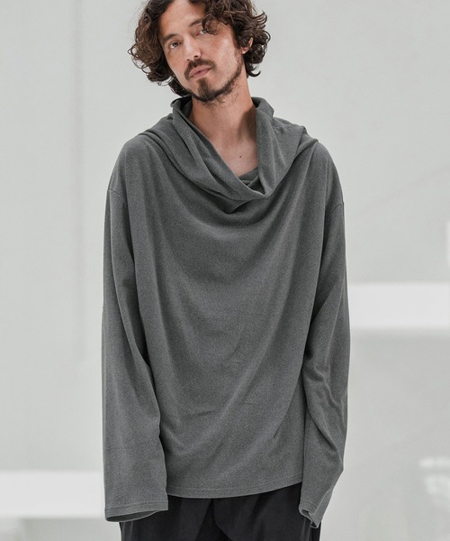 CAMBIO(カンビオ)の「mlt5298-起毛ドレープネックカットソー(Tシャツ/カットソー・メンズ・グレー/ブラック/ベージュ・S/M/L)」の17枚目の写真