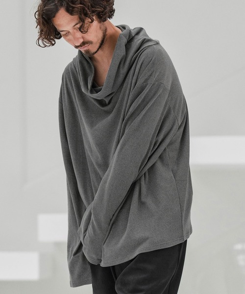 CAMBIO(カンビオ)の「mlt5298-起毛ドレープネックカットソー(Tシャツ/カットソー・メンズ・グレー/ブラック/ベージュ・S/M/L)」の19枚目の写真