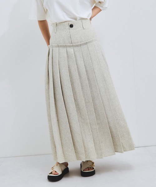 VICKY（ビッキー）の「サマーツィードプリーツスカート≪手洗い可能≫（スカート・レディース・オフホワイト/ブラウン/ライトグレー・M）」の2枚目の写真